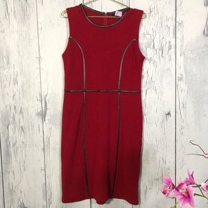 Talbots Red Knit Sleeveless Dress w/Black Trim L